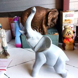 Vintage Blue Ceramic Elephant